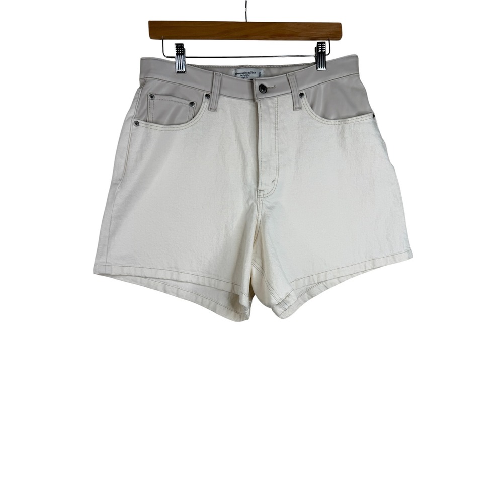 New Abercrombie & Fitch High Rise Dad Short Faux Leather‎ Waist Curve Love Sz 31